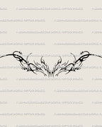 Cybersigilism ornamental chest tattoo design in neotribal linework, abstract tribal tattoo art ready for digital download and printing.