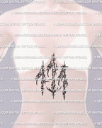 Angel number 111 tattoo stencil for sternum placement, cybersigilism 111 design built for crisp transfer, digital download includes PNG JPG PDF files.