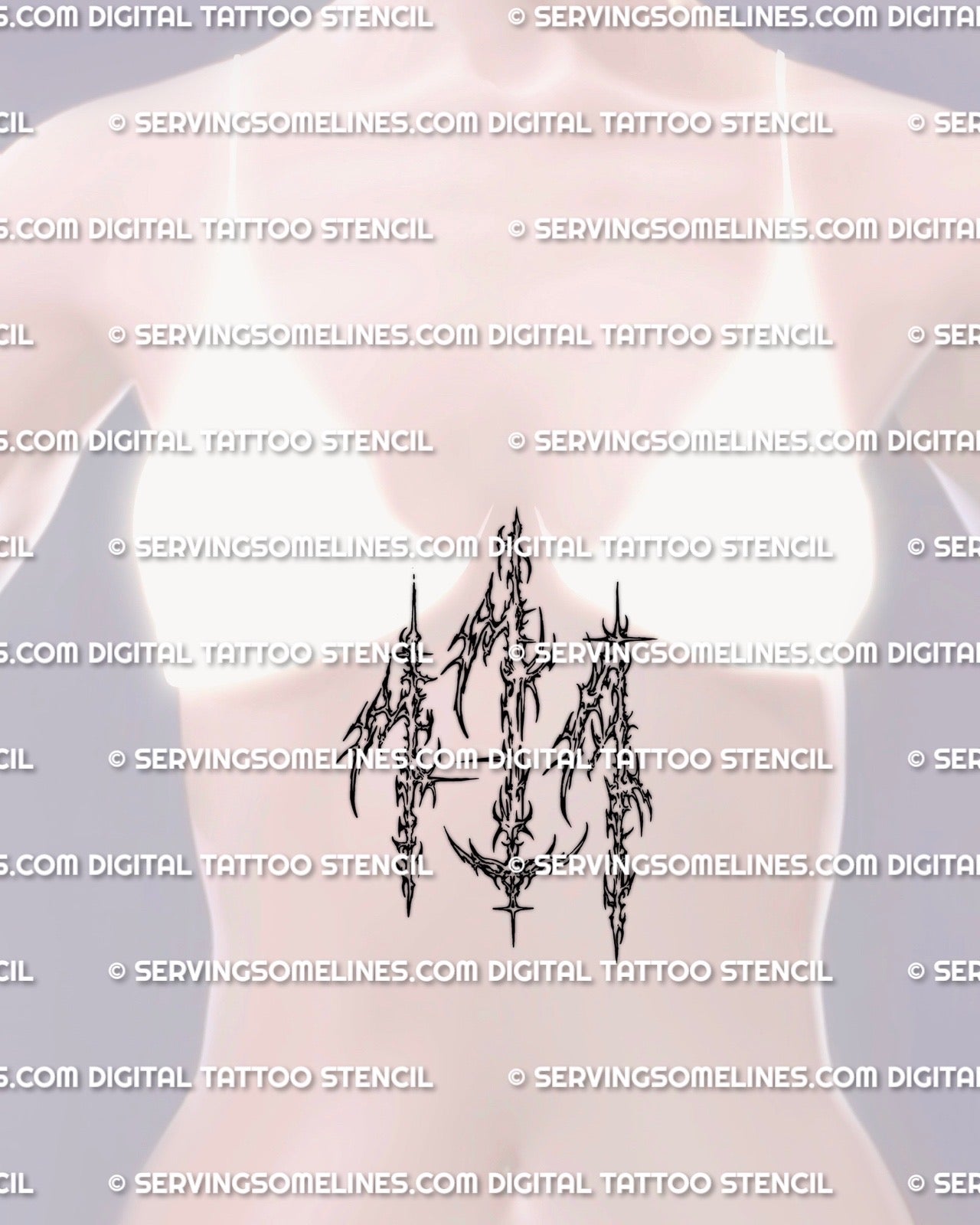 Angel number 111 tattoo stencil for sternum placement, cybersigilism 111 design built for crisp transfer, digital download includes PNG JPG PDF files.