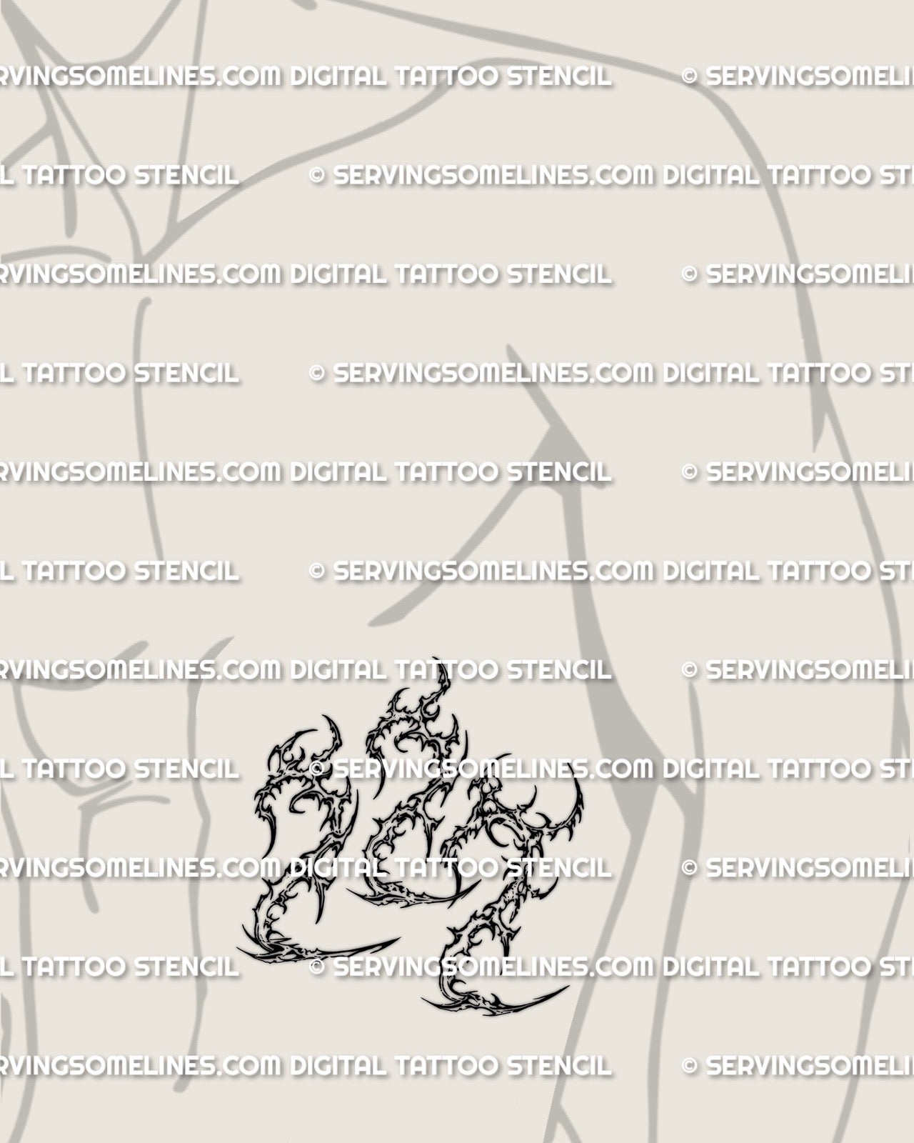 222 angel number tattoo stencil displayed on ribs placement example, sharp cybersigilism number design, printable download