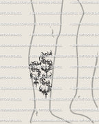 555 tattoo stencil shown on calf placement preview, cybersigilism angel number design download