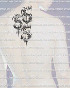 555 angel number tattoo stencil shown on mens upper back placement preview, cybersigilism number design