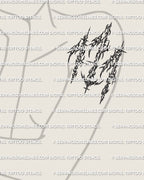 Angel numbers tattoo stencil 111 for upper arm, sharp cybersigilism number tattoo layout, tattoo stencil download with PNG JPG PDF files.