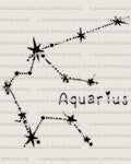Aquarius constellation tattoo stencil design, minimalist zodiac star map line layout, instant download PNG PDF