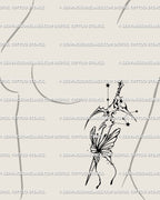 Aquarius zodiac dagger tattoo stencil displayed on ribs placement for women, star detail stays subtle and clear 