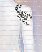 Back shoulder tattoo idea featuring scorpion made of hearts, girly goth stencil in neotribal gothic style, versatile gothic tattoo design.