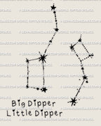 Big dipper constellation tattoo stencil set with little dipper, Ursa Major and Ursa Minor constellation lines, instant download