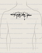 Three bleeding hearts with thorns tattoo centered on men’s upper back, symbolic love hurts digital stencil for gothic tattoos.