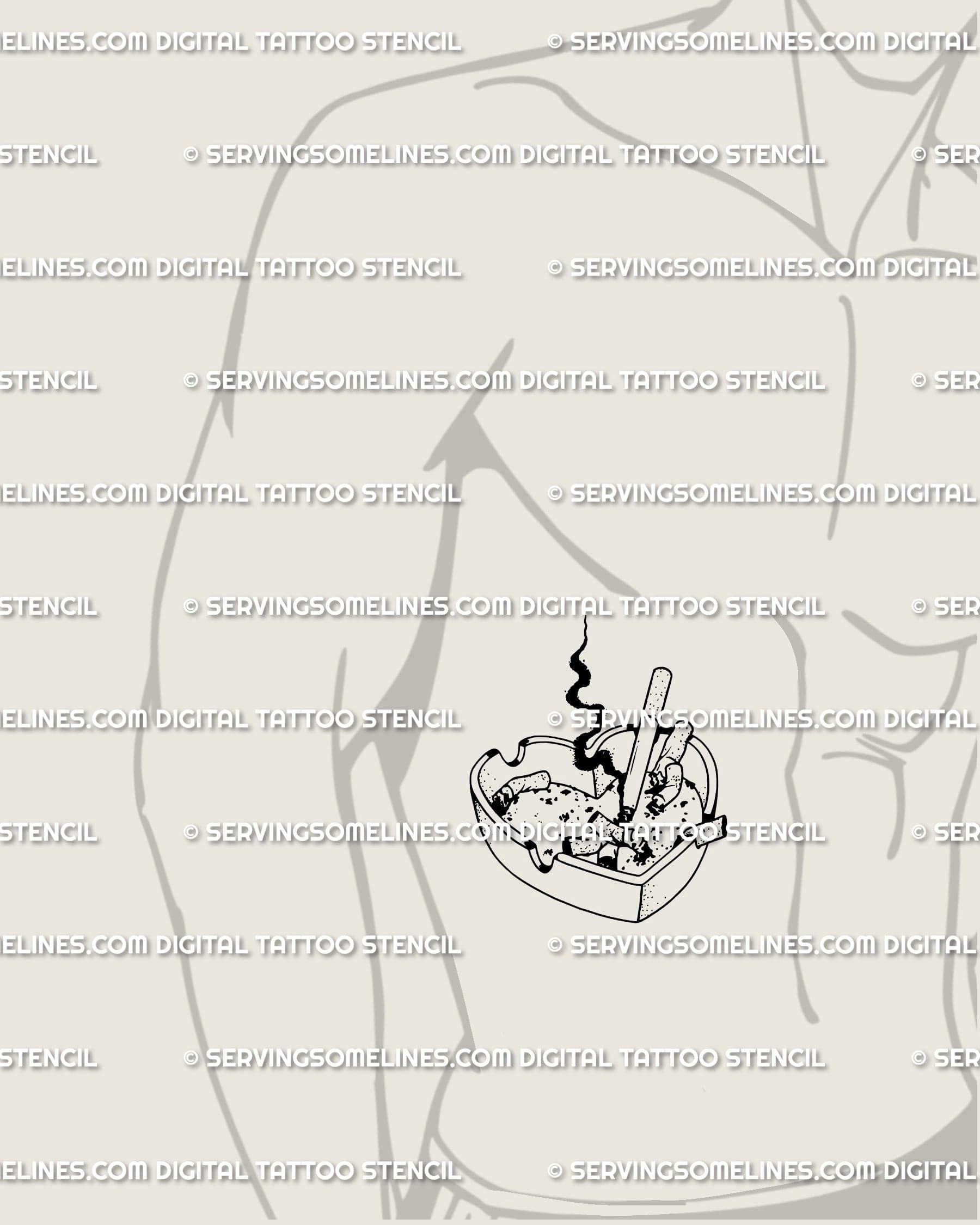 Broken heart outline tattoo stencil placed on male side ribs, blackwork ashtray heart showing toxic love symbolism and grunge energy.