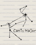Canis Major tattoo stencil download, Canis Major constellation star layout with Sirius anchor point, instant PNG JPEG PDF files.