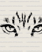 Cat eyes tattoo stencil design, eyes-only gaze with lashes and shadow detail, instant download PNG JPG PDF.