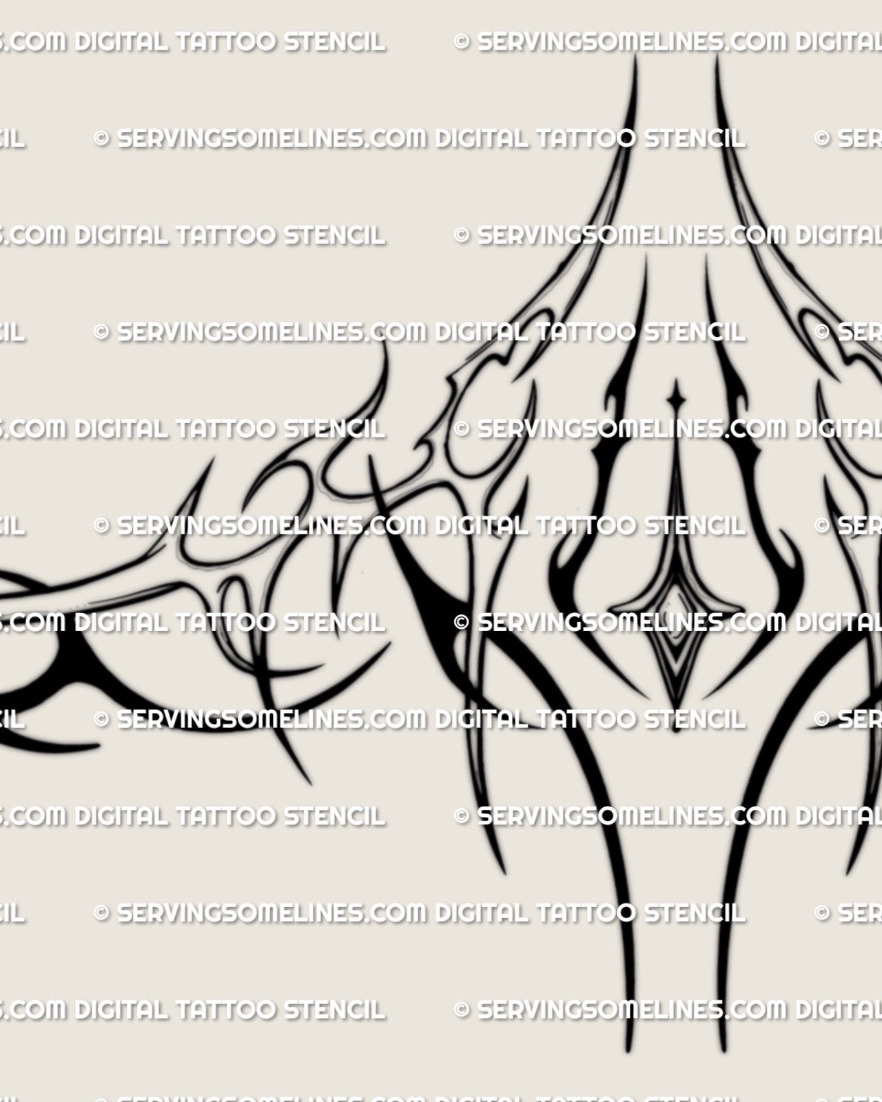 close view of a celestial star underbust tattoo stencil with sharp ornamental linework shaped for clean lower chest placement