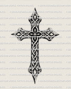 Celtic cross tattoo stencil, ringed knotwork cross design, clean outline on light background, instant download file.