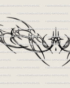 Digital chest tattoo stencil shown without a mockup featuring fine line futuristic curves and a centered sparkle in a clean outline
