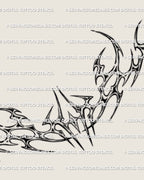 chrome cyber tribal chestpiece tattoo stencil with sharp metal like blade shapes and futuristic curves built for upper chest placement