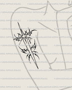 Cosmic dagger tattoo stencil shown on women’s arm placement, starburst crossguard and curved flare points.
