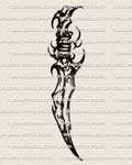 Curved dagger tattoo stencil design, clean curved blade silhouette, printable PNG and PDF tattoo stencil download