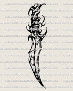 Curved dagger tattoo stencil design, clean curved blade silhouette, printable PNG and PDF tattoo stencil download