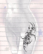 Cyber floral sakura tattoo shown on feminine hip placement with clustered blossoms and a flowing pointed silhouette