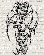 Close detail of cyber rose tattoo showing defined petals, sharp edges, and darker lower structure