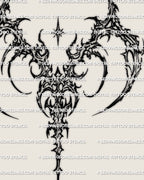 Cyber sigil Aries symbol tattoo stencil close detail, sharp strokes and open gaps that print clean