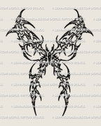 Cyber sigil butterfly stencil printable download, abstract butterfly tattoo design with sharp wing structure and clean files.