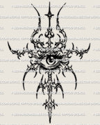 Cyber sigil eye emblem stencil printable download, centered symbolic eye design with sharp linework and clean files.