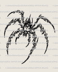 Cyber sigil spider stencil file, gothic arachnid tattoo design download, clean line breaks for crisp stencil printing
