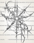 Cyber sigil web tattoo template download, printable spider web design with clean linework and high-resolution stencil files.