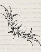 Cyber star lower back tattoo stencil design with a central star, two smaller side stars, and sharp horizontal framing