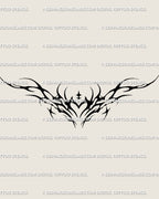 Cyber tribal heart tattoo stencil in spiky neotribal style; symmetrical dark-heart linework with a gothic vibe, delivered as a digital flash design.