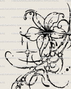 Cybersigil flower stencil close detail, printable floral tattoo download with sharp linework and clear structure.