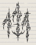 Cybersigilism 111 tattoo stencil digital download, sharp angel number 111 design in cyber sigil linework, printable PNG JPG PDF tattoo stencil files.
