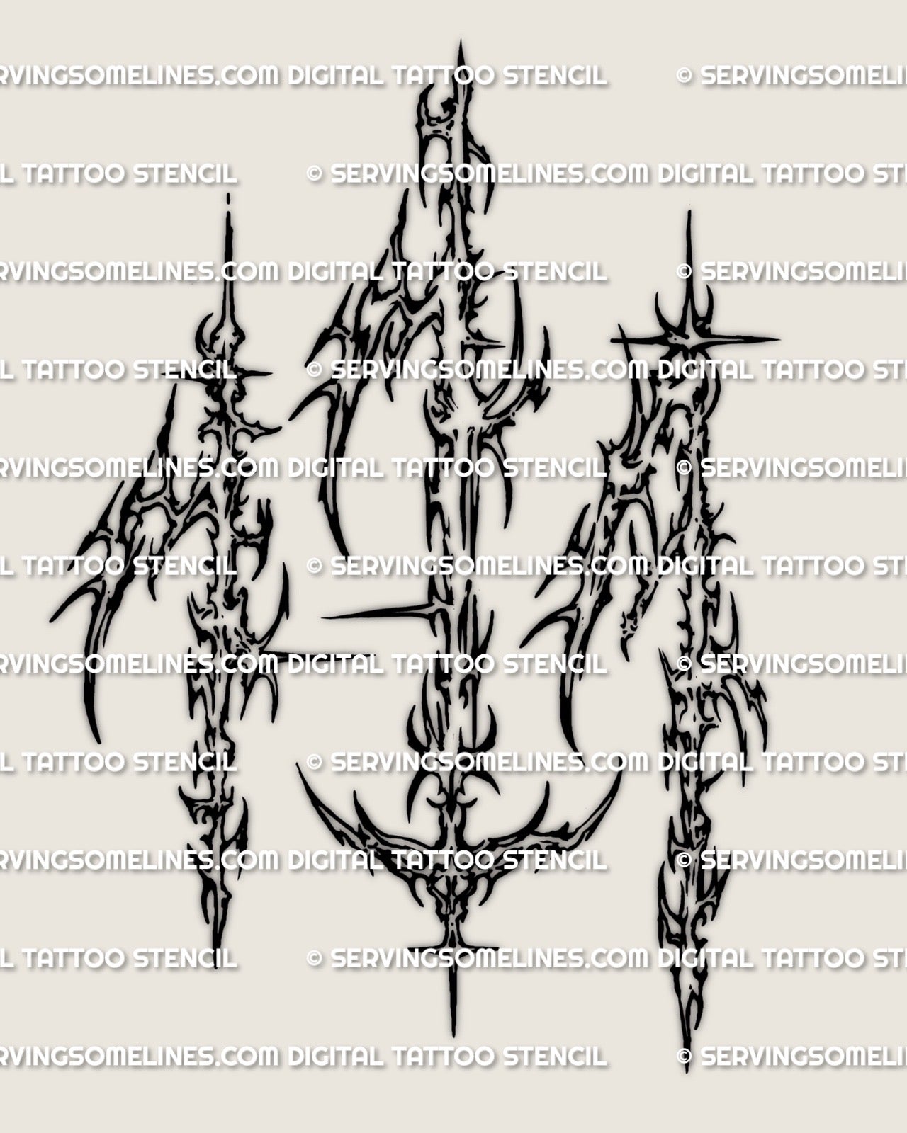 Cybersigilism 111 tattoo stencil digital download, sharp angel number 111 design in cyber sigil linework, printable PNG JPG PDF tattoo stencil files.