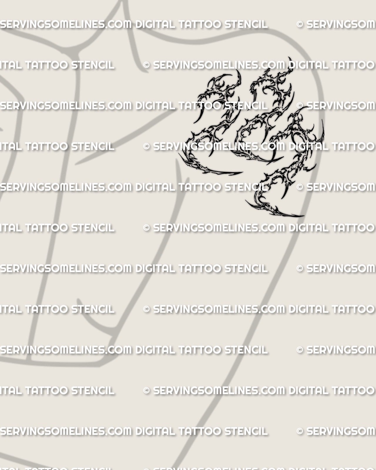 Angel number 222 tattoo stencil shown on upper arm placement example, cybersigilism number tattoo design, instant files