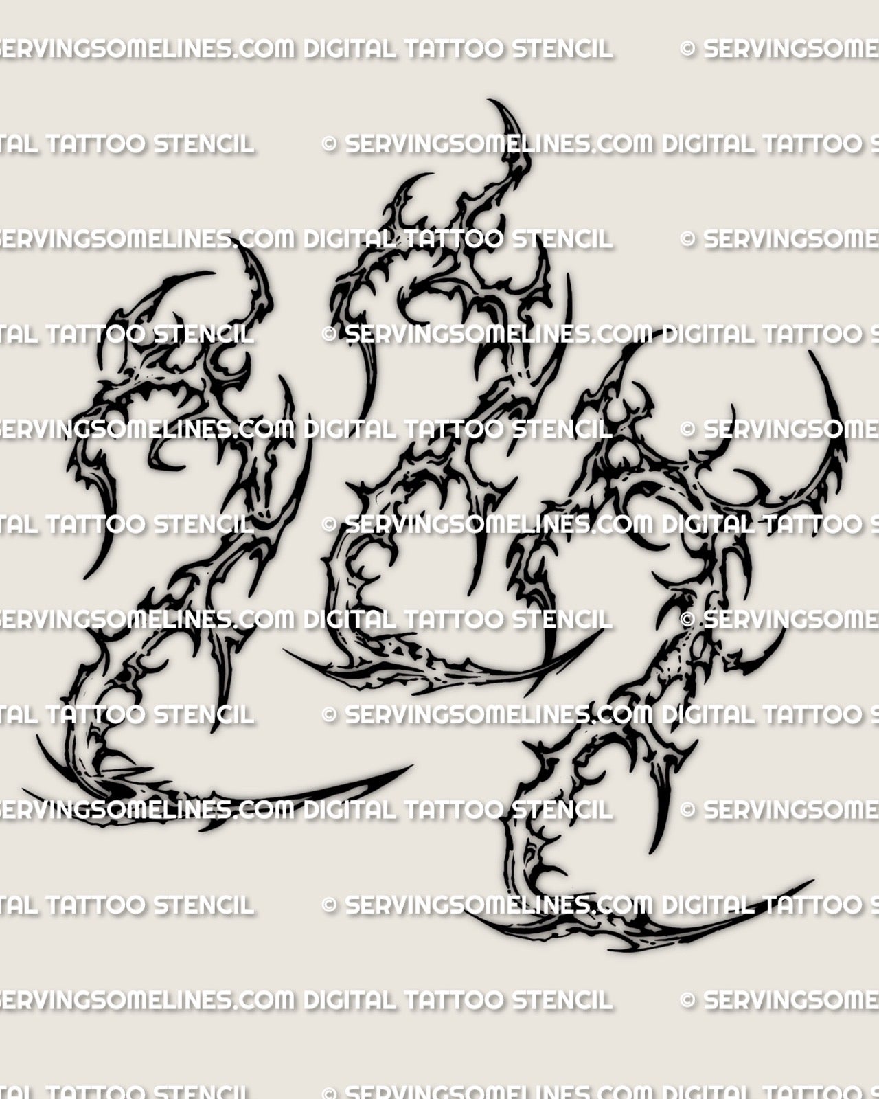 Cybersigilism 222 tattoo stencil download, clean angel number 222 design file for printing, main design preview