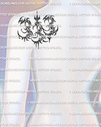 Cybersigilism 333 tattoo stencil shown on back shoulder placement preview, angel number 333 tattoo design download