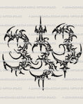 Cybersigilism 333 tattoo stencil download, three sigil 3 forms with center spike, printable number tattoo design file