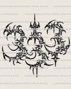 Cybersigilism 333 tattoo stencil download, three sigil 3 forms with center spike, printable number tattoo design file
