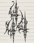 Cybersigilism 444 tattoo stencil download, sharp 444 angel number design, printable PNG JPG PDF files for clean stencil transfer.
