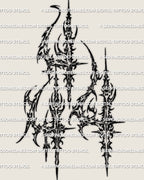 Cybersigilism 444 tattoo stencil download, sharp 444 angel number design, printable PNG JPG PDF files for clean stencil transfer.