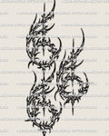 Cybersigilism 666 tattoo stencil download, stacked number design, design preview, PNG JPG PDF files