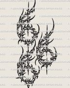 Cybersigilism 666 tattoo stencil download, stacked number design, design preview, PNG JPG PDF files