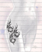 Cybersigilism 666 tattoo stencil displayed on women’s hip placement, stacked number design, PNG JPG PDF download