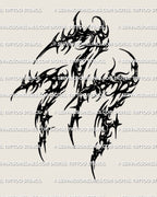 Cybersigilism 777 tattoo stencil download, sharp sigil number design on light background, PNG JPG PDF files included.