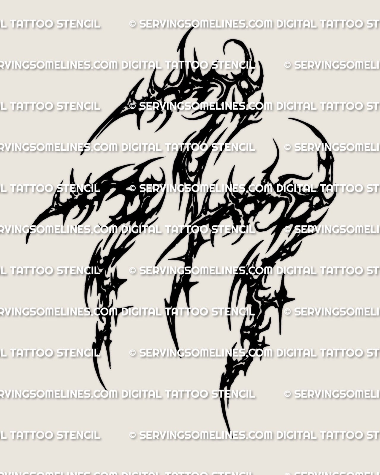 Cybersigilism 777 tattoo stencil download, sharp sigil number design on light background, PNG JPG PDF files included.