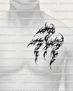 Men’s chest pec placement example for cybersigilism 777 tattoo stencil download, bold 777 number mark sized to center chest.