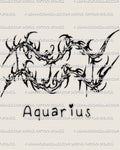 Cybersigilism Aquarius tattoo stencil with Aquarius glyph zodiac symbol, digital download for stencil transfer