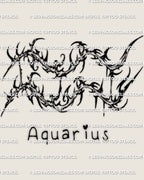 Cybersigilism Aquarius tattoo stencil with Aquarius glyph zodiac symbol, digital download for stencil transfer