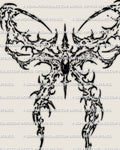 Cybersigilism bow tattoo stencil download, dark bow design with cyber sigil cuts, printable PNG JPG PDF files for stencil transfer.